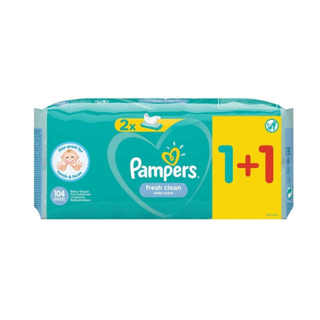 PAMPERS - Fresh Clean Wipes (1+1 δώρο) | 2x52τμχ