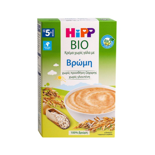 HIPP - Bio Κρέμα Χωρίς Γάλα με Βρώμη 5m+ | 200gr