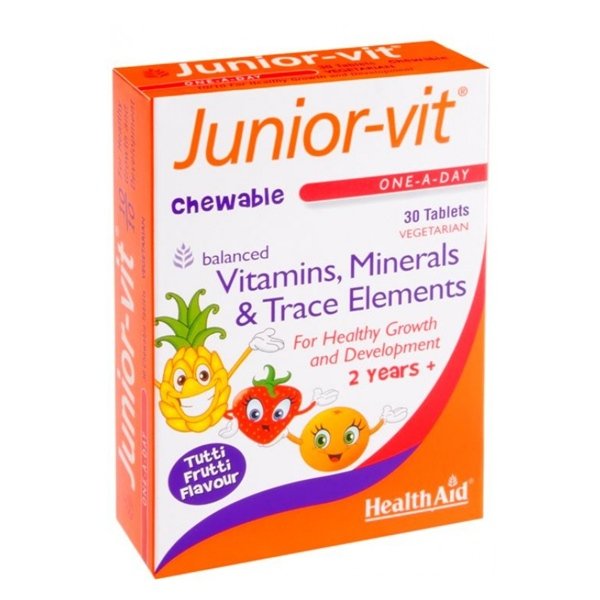 HEALTH AID - Junior-Vit Vitamins & Minerals με γεύση Tutti Frutti | 30chew.tabs