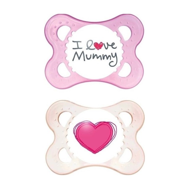 MAM - I Love Mummy & Daddy Ορθοδοντική Πιπίλα Latex Ροζ 0-6m (116L) | 2τμχ