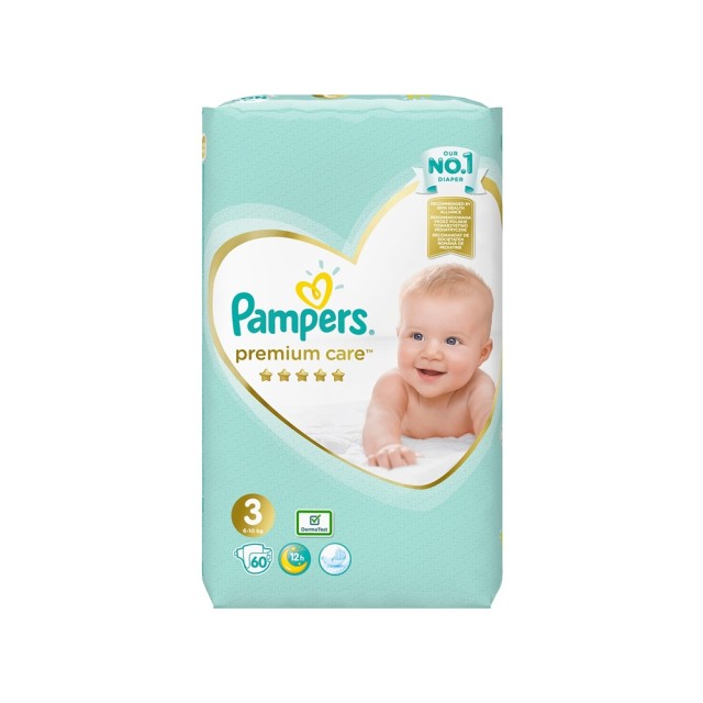 PAMPERS - Premium Care Πάνες  Jumbo Pack No.3 (Midi) 6-10kg | 60τμχ