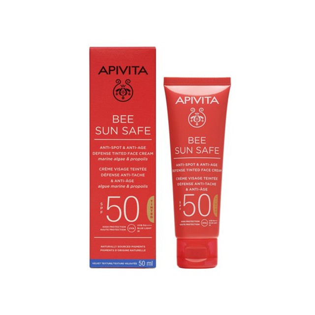 APIVITA - Bee Sun Safe Anti-spot & Anti-age Defense Tinted Face Cream SPF50 | 50ml