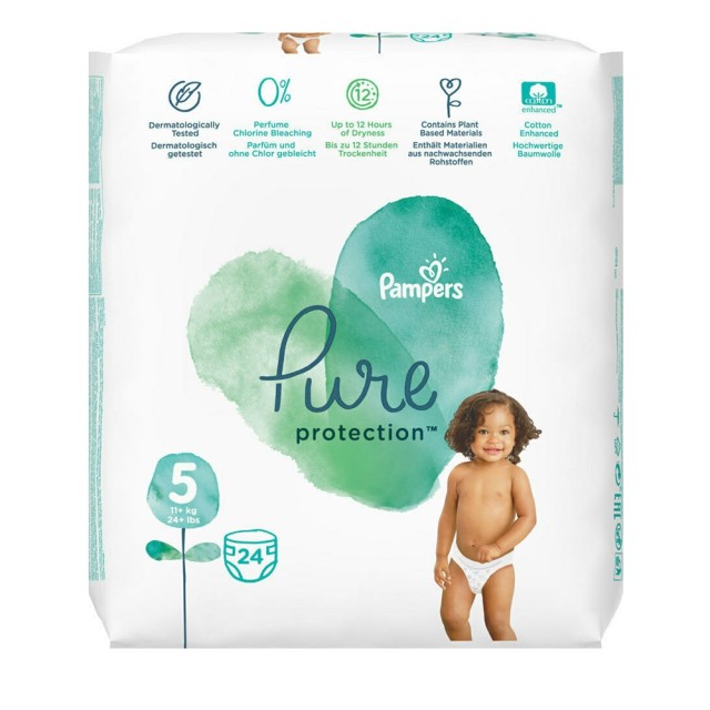 PAMPERS - Pure Protection Πάνες No.5 (11+kg) | 24 τμχ