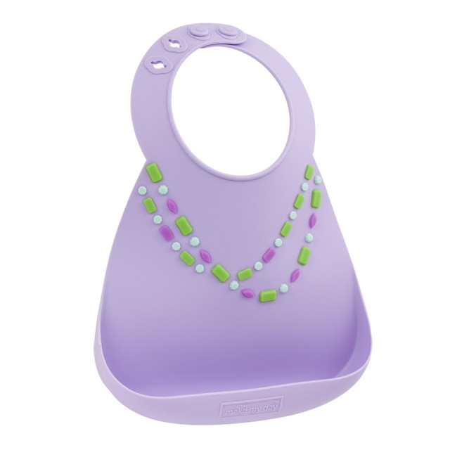 MAKE MY DAY - Baby Bib Lilac - W/Jewels 6m+ | 1τμχ
