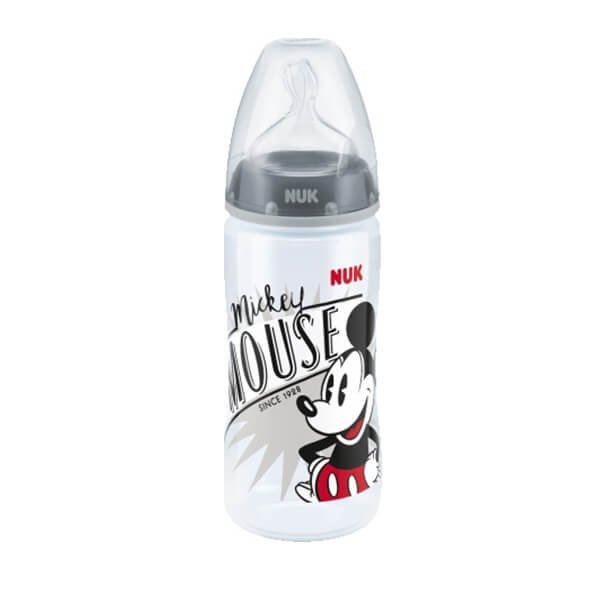 NUK - First Choice+ Mickey Mouse Μπιμπερό Πολυπροπυλενίου Θηλή Σιλικόνης  με ένδειξη θερμοκρασίας  (10.741.034)  6-18m| 300ml