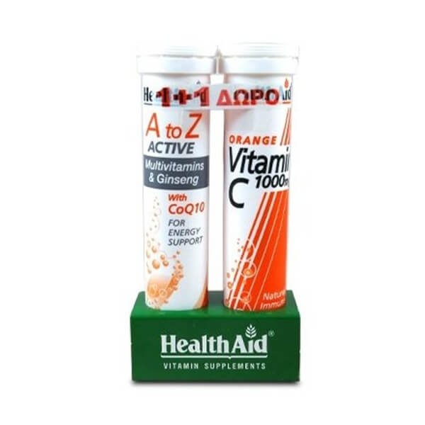 HEALTH AID - A to Z Active Multi CoQ10 (20tabs) + Vitamin C 1000mg (20tabs)