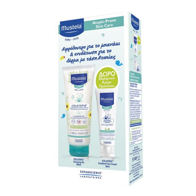 MUSTELA - Promo Stelatopia Cleansing Gel (200ml) & Emollient Face Cream (40ml)