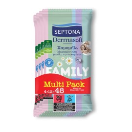 Septona Dermasoft Family Μωρομάντηλα με Χαμομήλι, 4x12 τεμάχια