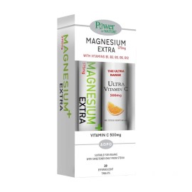 Power Health Magnesium Extra 375mg 20 Αναβράζοντα Δισκία & Vitamin C 500Mg 20 Αναβράζοντα Δισκία