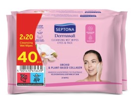 Septona Dermasoft Cleansing Wet Wipes for Eyes & Face 2x20 τεμάχια