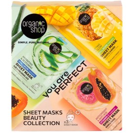 Organic Shop Promo Hyaluron Therapy Hydrating & Restoring Sheet Mask & Vitamin C Therapy Antioxidant & Anti Age Sheet Mask & Collagen Therapy Lifting & Glow Sheet Mask