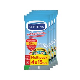 Septona Antibacterial Kids On The Go Αντιβακτηριδιακά Μαντηλάκια, 4x15τμχ