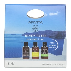 Apivita Promo Essentials Ready To Go Cleansing Foam for Face-Eyes 75ml & Gentle Daily Shampoo 75ml & Tonic Mountain Tea Shower Gel 75ml