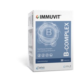 Immuvit B-Complex Συμπλήρωμα Διατροφής με Σύμπλεγμα Βιταμινών Β για Καλή Λειτουργία Νευρικού Συστήματος, 30 κάψουλες