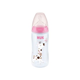 NUK - First Choice Plus Μπιμπερό με Θηλή Σιλικόνης & Ένδειξη Θερμοκρασίας 6-18m Ροζ (10.741.940) | 300ml