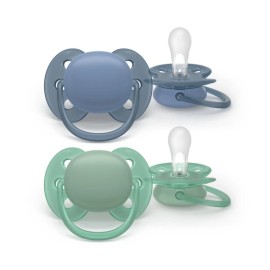 Philips Avent Ultra Soft Ορθοδοντική Πιπίλα Σιλικόνης Μπλε/Πράσινο 6-18m, 2 τεμάχια