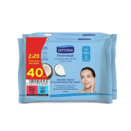 Septona Dermasoft Coconut Water & Oxygen Μαντηλάκια Αφαίρεσης Αδιάβροχου Μακιγιάζ Προσώπου & Ματιών 40τμχ