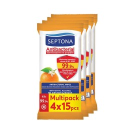 Septona Antibacterial Αντιβακτηριακά Μαντηλάκια με Άνθος Πορτοκαλιού 4x15τμχ