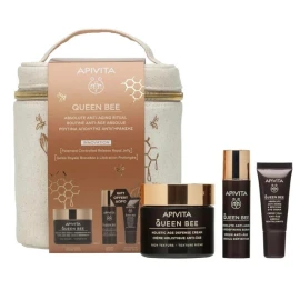 Apivita Promo Σετ Queen Bee Ρουτίνα Απόλυτης Αντιγήρανσης με Queen Bee Αντιγηραντική Κρέμα Πλούσιας Υφής, 50ml & Δώρο Queen Bee Serum Αντιγηραντικός Ορός Προσώπου, 10ml, Κρέμα Ματιών, 5ml & Νεσεσέρ, 1τεμ