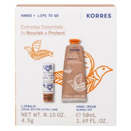 Korres Promo Hands & Lips to Go Σετ Καθημερινής Θρέψης & Ενυδάτωσης για Χέρια & Χείλη με Almond Nut Κρέμα Χεριών 50ml & Balm Χειλιών με Βούτυρο Κακάο 4.5g