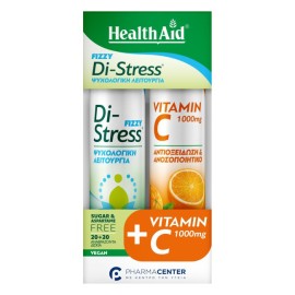 Health Aid Promo Fizzy Di-Stress, 20 Αναβράζοντα Δισκία & Vitamin C 1000mg, 20 Αναβράζοντα Δισκία