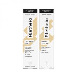 Vican Aletheia Magnesium + B6 Αναβράζοντα Δισκία με Μαγνήσιο και Βιταμίνη B6 με Γεύση Λεμόνι Γκρέιπφρουτ 20eff.tabs & Δώρο Vitamin C 1000mg Αναβράζοντα Δισκία με Βιταμίνη C με Γεύση Blueberry 20eff.tabs