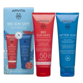 Apivita Bee Sun Safe Beach Essentials Hydra Fresh Face Body Milk SPF50 100ml & After Sun Cool Sooth Face & Body Gel Cream 100ml