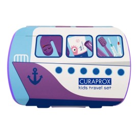 Curaprox Kids Travel Set ΜΩΒ για Παιδιά 6-12ετών με Παιδική Οδοντόβουρτσα 1τμχ, Παιδική Οδοντόκρεμα 10ml, Μεσοδόντια Βουρτσάκια (0.6mm & 0.7mm) 2τμχ & Δώρο Θήκη Μεταφοράς