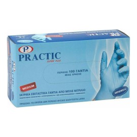Practic Super Plus Γάντια Νιτριλίου Medium Χωρίς Πούδρα σε Μπλε Χρώμα 100τμχ