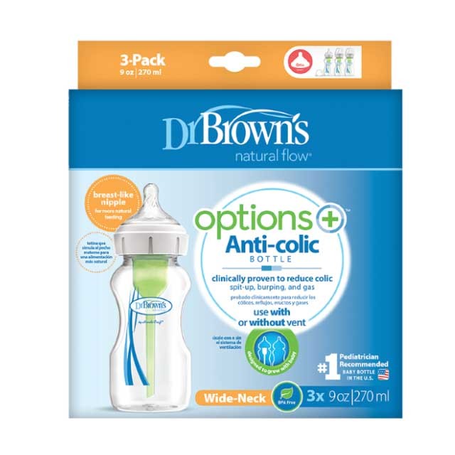 DR.BROWNS - Natural Flow Anti-colic Options+ Μπιμπερό Πλαστικό  (3x270ml)