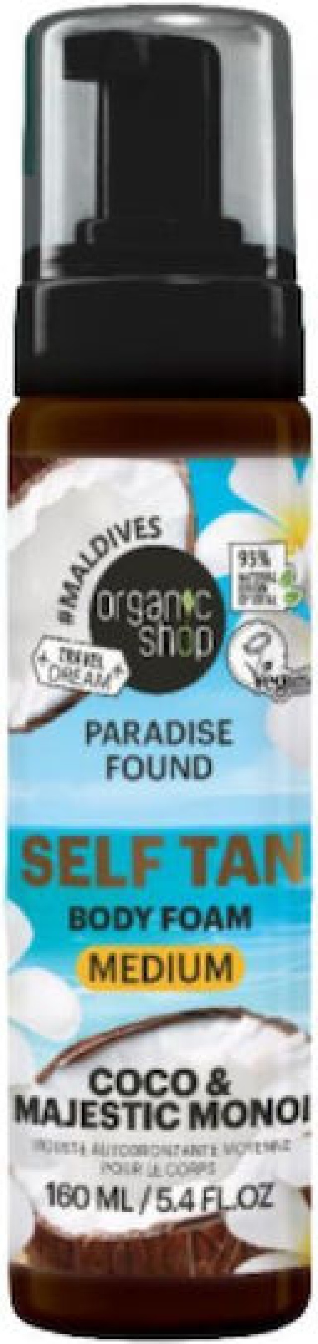 Organic Shop by Natura Siberica Paradise Found Coco & Majestic Monoi Self Tan Αφρός Μαυρίσματος Medium, 160ml