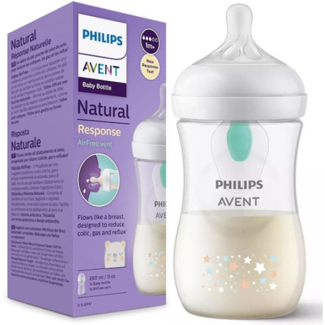 Avent Natural Response Airfree Πλαστικό Μπιμπερό κατά των Κολικών από 3-6m Αρκουδάκι, 260ml