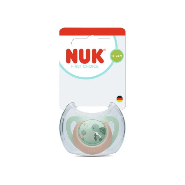 Nuk First Choice Πιπίλα Σιλικόνης 18-36m Πράσινη Χελώνα 1τμχ
