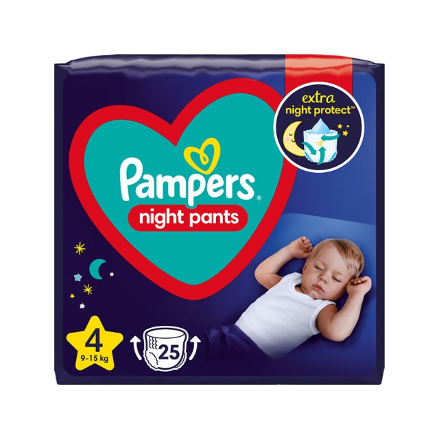 PAMPERS - Night Pants Πάνες Βρακάκι Νυκτός Νο4 (9-15kg) | 25τμχ