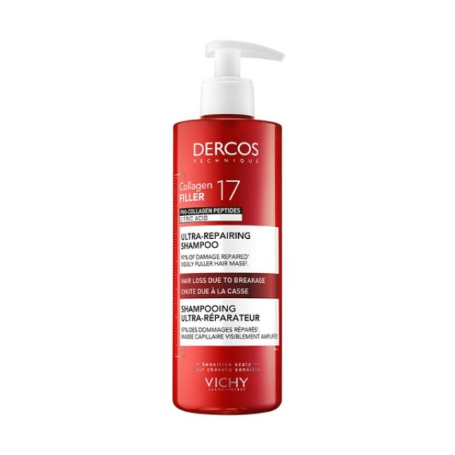 Vichy Dercos Collagen Filler 17 Ultra-Repairing Shampoo 390ml
