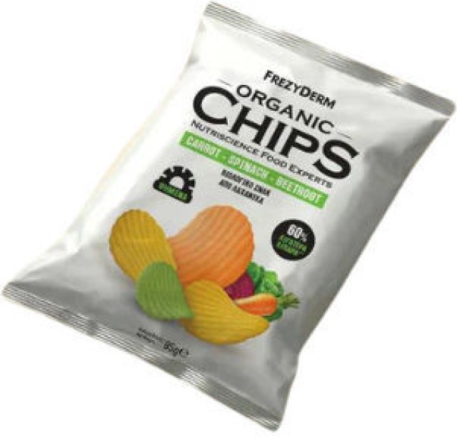 Frezyderm Organic Chips Carrot-spinach-beetroot Βιολογικό Σνακ Γεύση Καρότο Σπανάκι Παντζάρι 85g