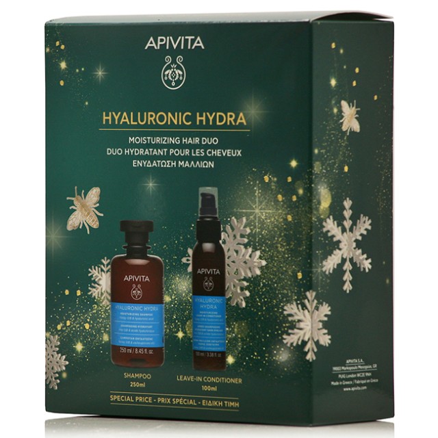 Apivita Promo Hyaluronic Hydra με Hyaluronic Hydra Moisturizing Shampoo Σαμπουάν Ενυδάτωσης, 250ml & Hyaluronic Hydra Moisturizing Leave-In Conditioner Κρέμα Μαλλιών, 100ml