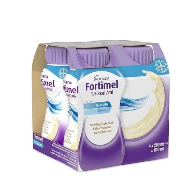 Nutricia Fortimel Protein 1.5 kcal Ειδικό Συμπλήρωμα Διατροφής 4 x 200ml Βανίλια