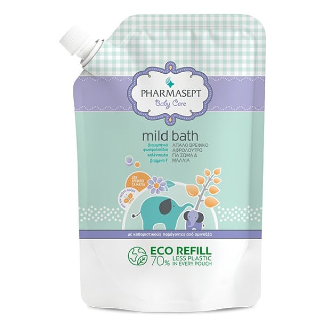 Pharmasept Baby Care Mild Bath Refill Ανταλλακτικό Βρεφικό Αφρόλουτρο, 900ml