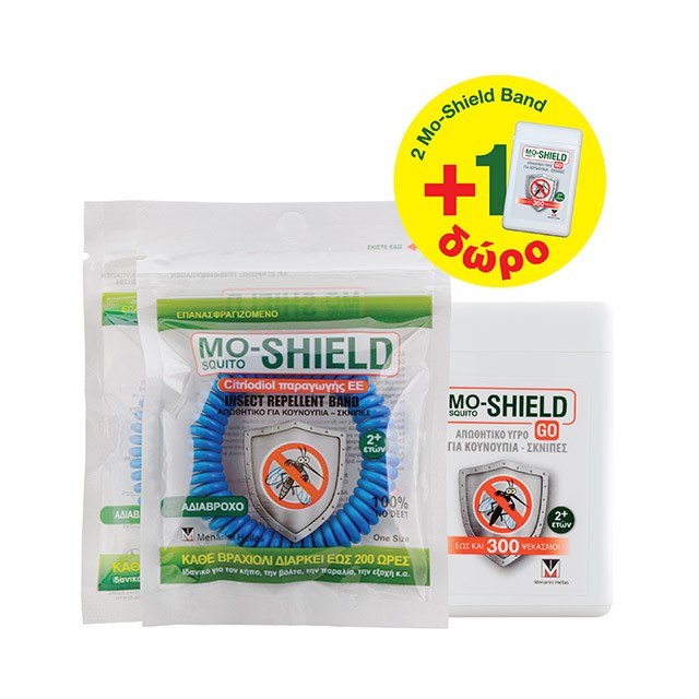 MENARINI - Mo-Shield Μπλε (2τμχ) & Mo-Shield Go Απωθητικό Υγρό για Κουνούπια & Σκνίπες (17ml)