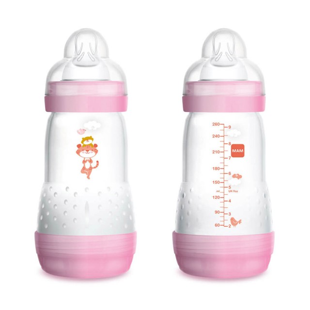 MAM - Easy Start Anti-Colic Πλαστικό Μπιμπερό με θηλή Σιλικόνης 2m+ Pink (351s) | 260ml