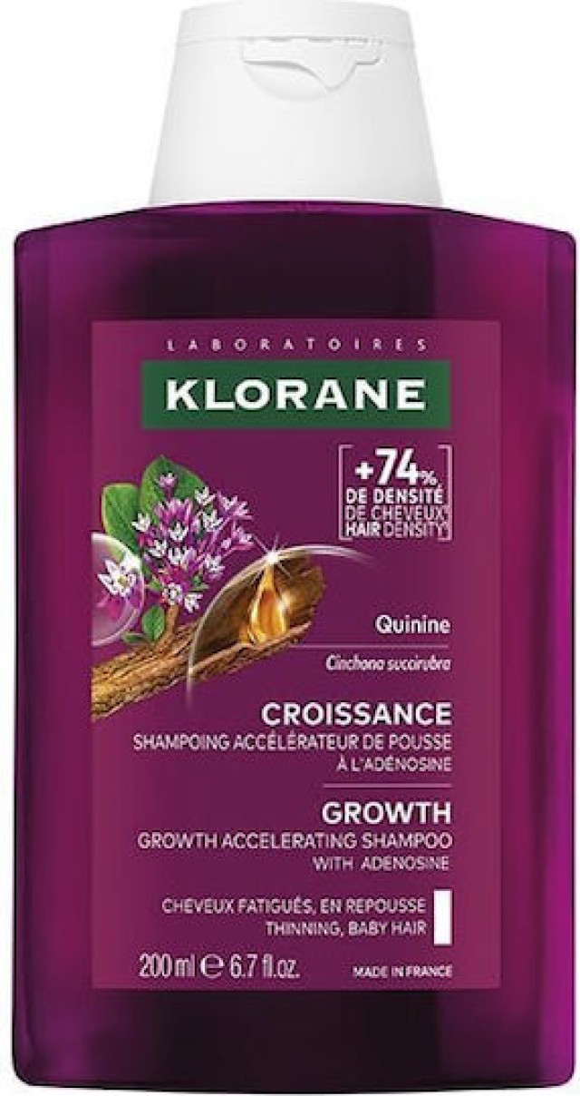 Klorane Quinine Length Σαμπουάν Eπιτάχυνσης της Aνάπτυξης με Αδενοσίνη και Κινίνη, 200 ml