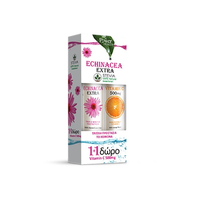 POWER HEALTH - Echinacea Extra με Στέβια (24tabs) &  Δώρο Vitamin C 500mg (20tabs) 