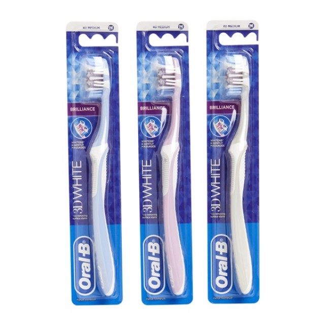ORAL-B -  3D White Brilliance Οδοντόβουρτσα Μedium (40) | 1τμχ