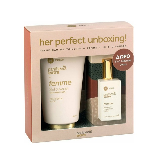 PANTHENOL Extra - Femme Bergamot Cedarwood Vanilla Eau de Toilette (50ml) & 3 in 1 Cleanser Face,Body & Hair (200ml)