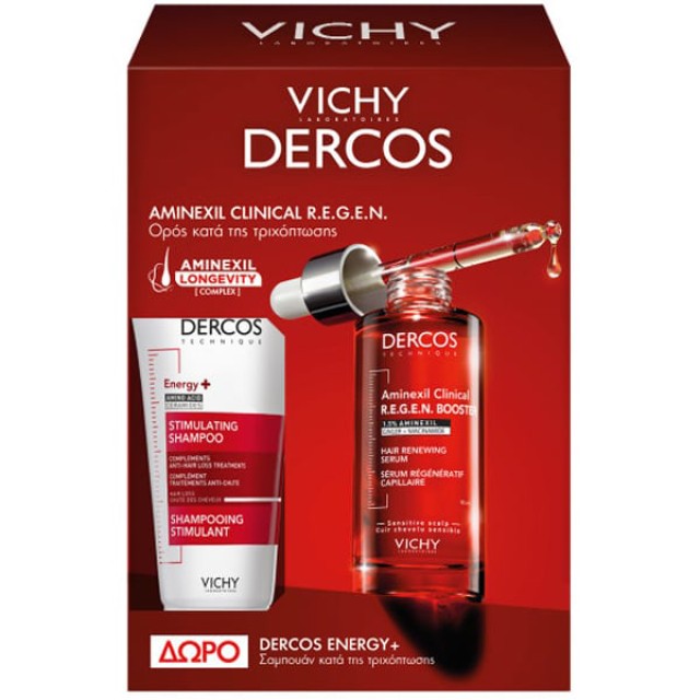 Vichy Promo Vichy Dercos Aminexil Clinical R.E.G.E.N. Booster Ορός Ενδυνάμωσης Μαλλιών, 90ml & Δώρο Dercos Shampoo Energy+ Δυναμωτικό Σαμπουάν κατά της Τριχόπτωσης, 50ml