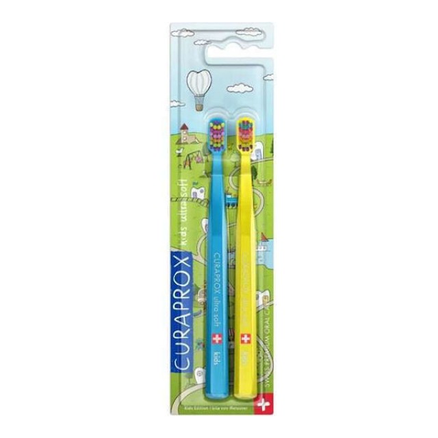 Curaprox Kids Ultra Soft Toothbrush Μαλακή Οδοντόβουρτσα για Παιδιά, 2τεμ