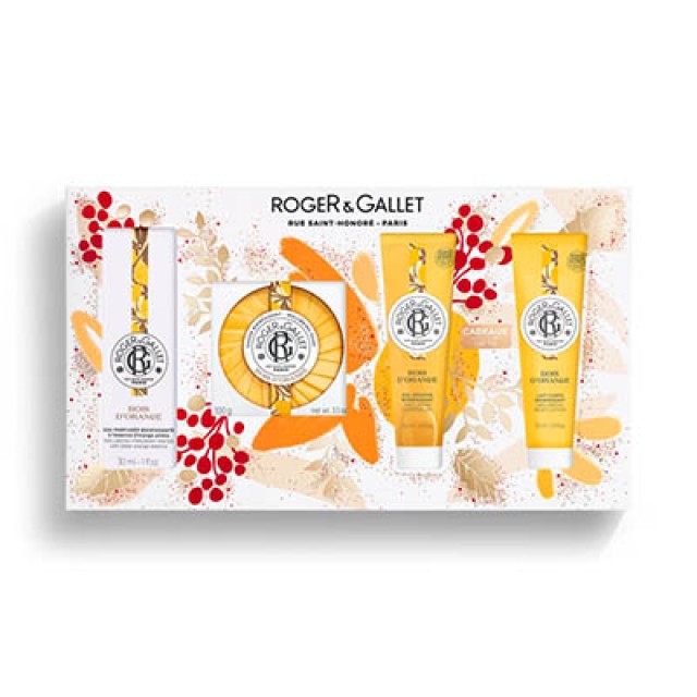 ROGER&GALLET - Set Bois dOrange Eau parfumée bienfaisante (30ml) & Bois dOrange Savon  (100gr) & Bois dOrange Shower Gel (50ml) & Bois dOrange Body Lotion  (50ml)