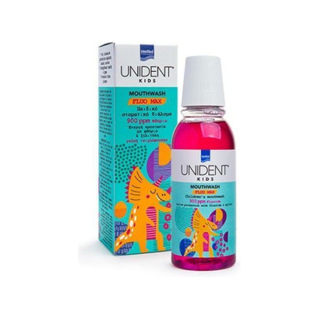 InterMed Unident Kids Mouthwash Fluo Max Παιδικό Στοματικό Διάλυμα με Γεύση Τσιχλόφουσκα, 250ml