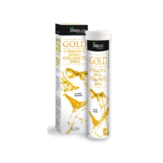 INOPLUS - Gold Vitamin C 1500mg & Vitamin D 2000iu με Γεύση Πορτοκάλι | 20 δισκία